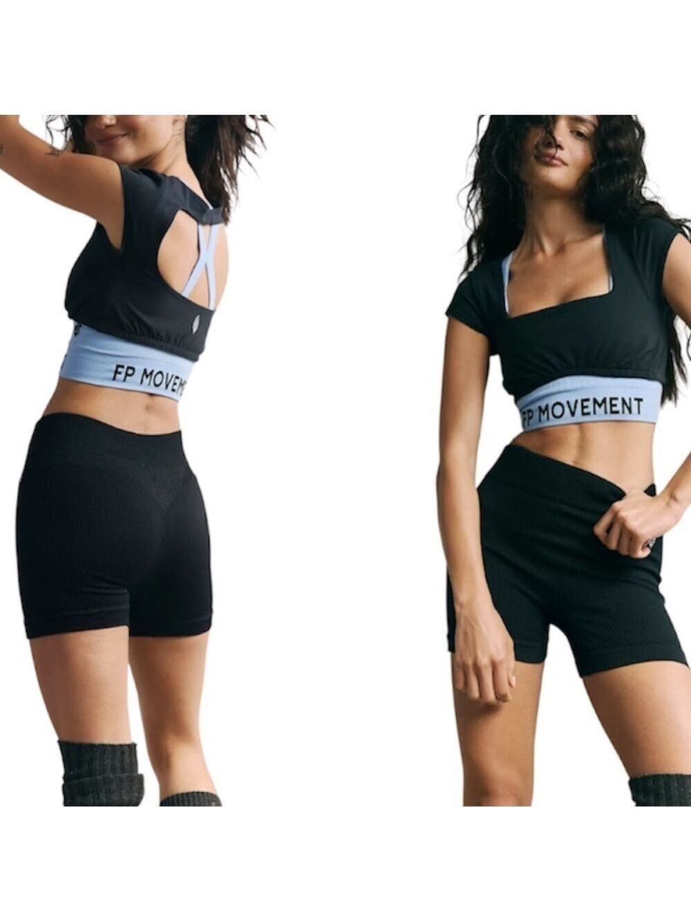 NWT Free People Movement Happiness Runs Prajna black ribbed bike shorts 4' XS/S